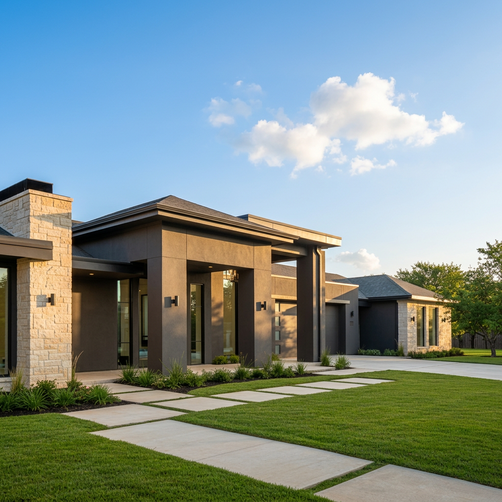 Luxury modern home at golden hour
